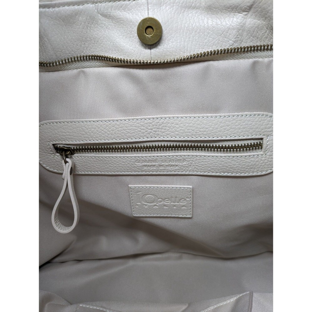 IO Pelle Leather 3D Skull Weekender Tote Bag Italy Ivory Mousse Latte NWT - Picture 7 of 11